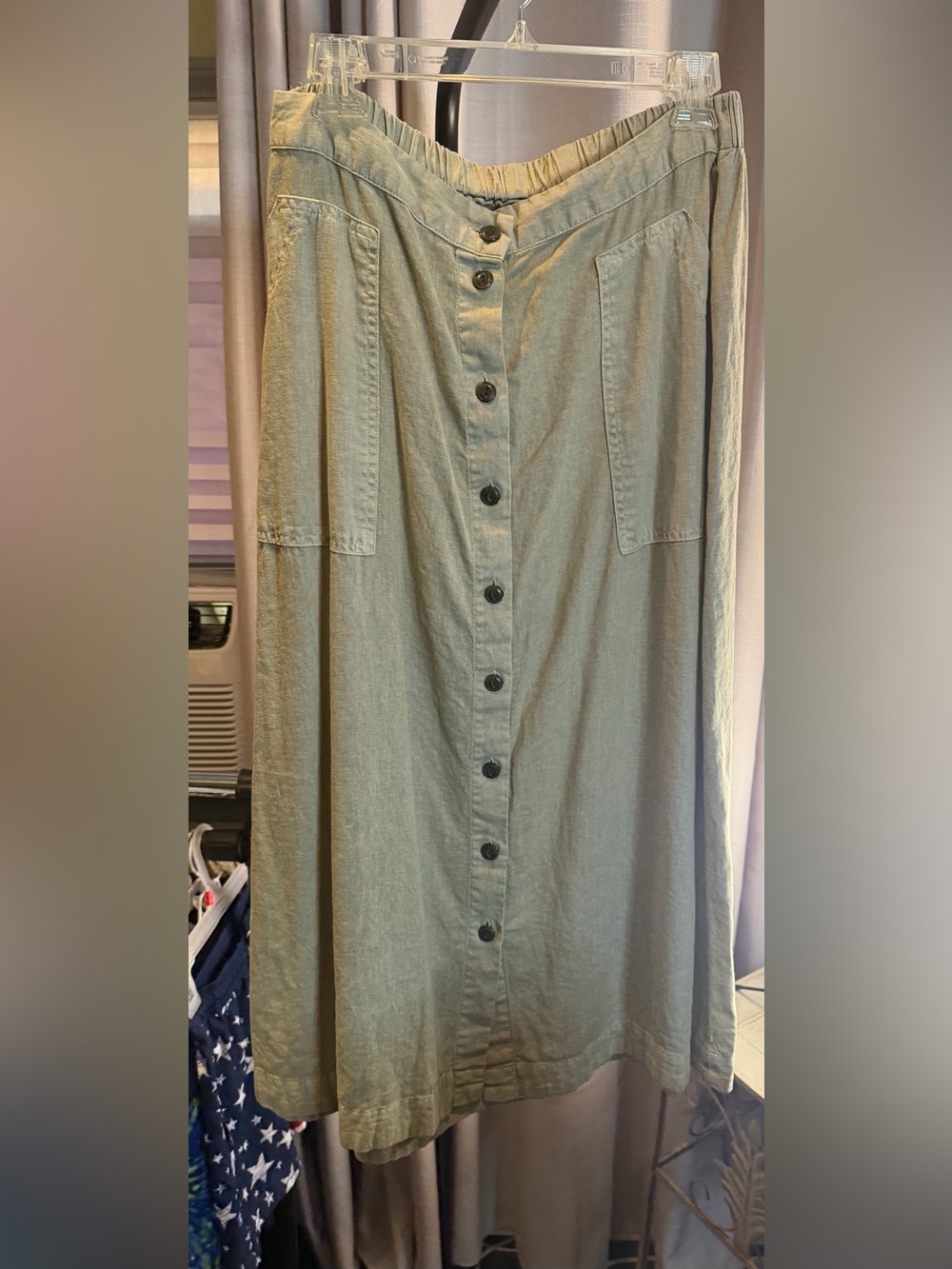 Universal Thread Olive Green Button-Front Midi Skirt